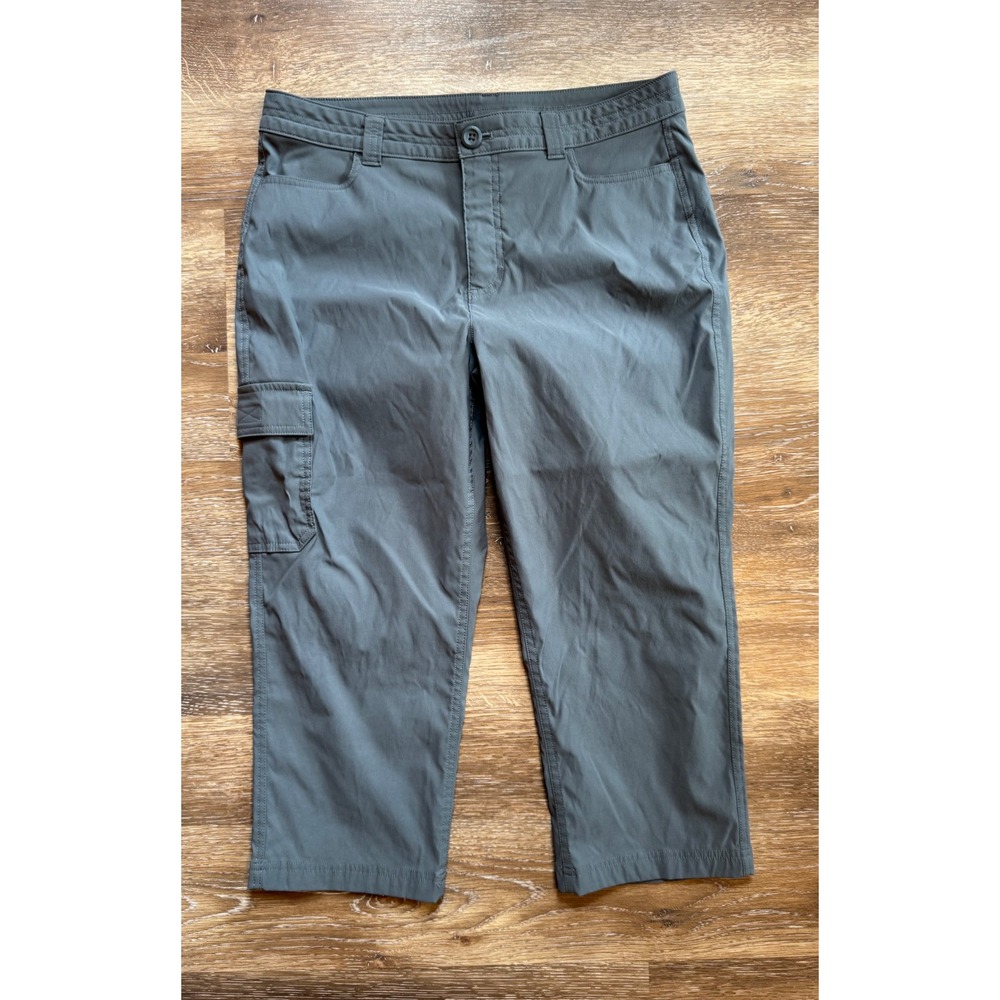 Eddie Bauer First Ascent Women 10 Gray Hiking Capri Pants Cargo Outdoor Pocket
